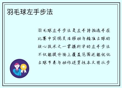 羽毛球左手步法